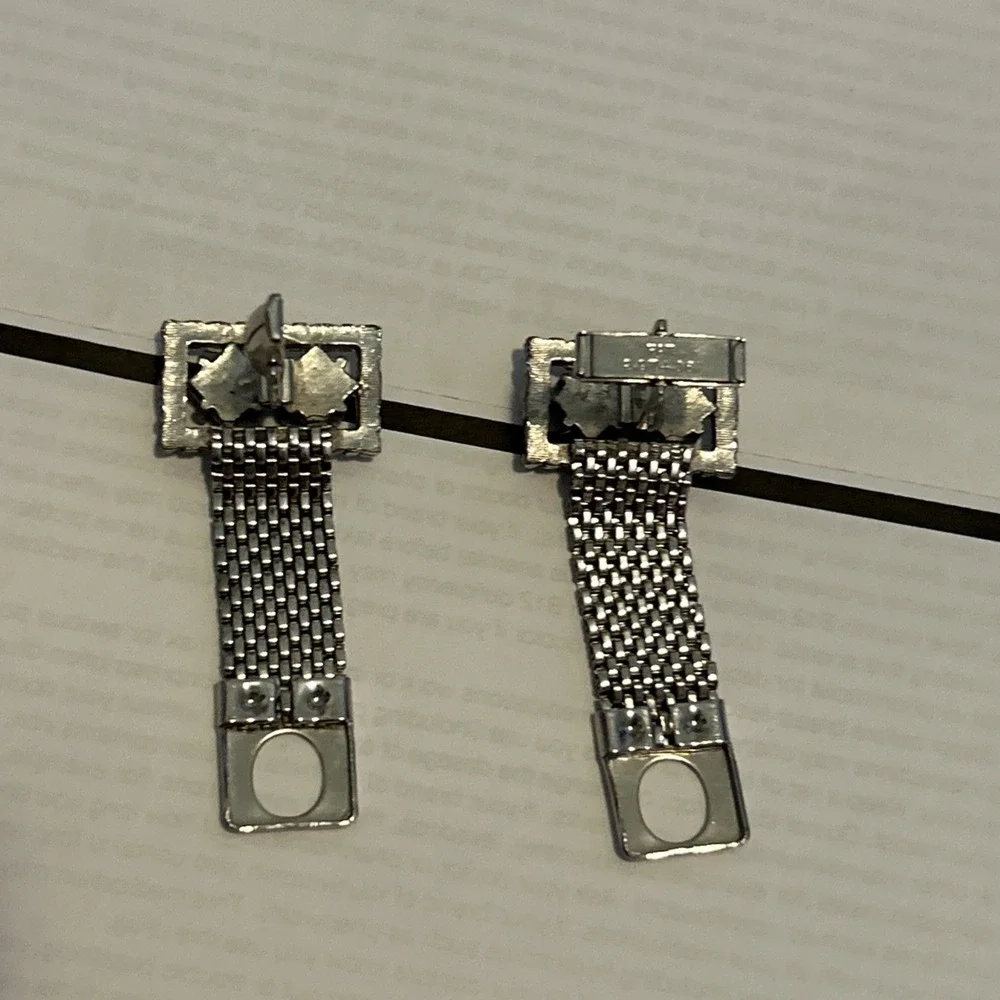 Vintage Silver Tone Men's Sapphire Blue Cufflink & Tie Tack Set - Unsigned